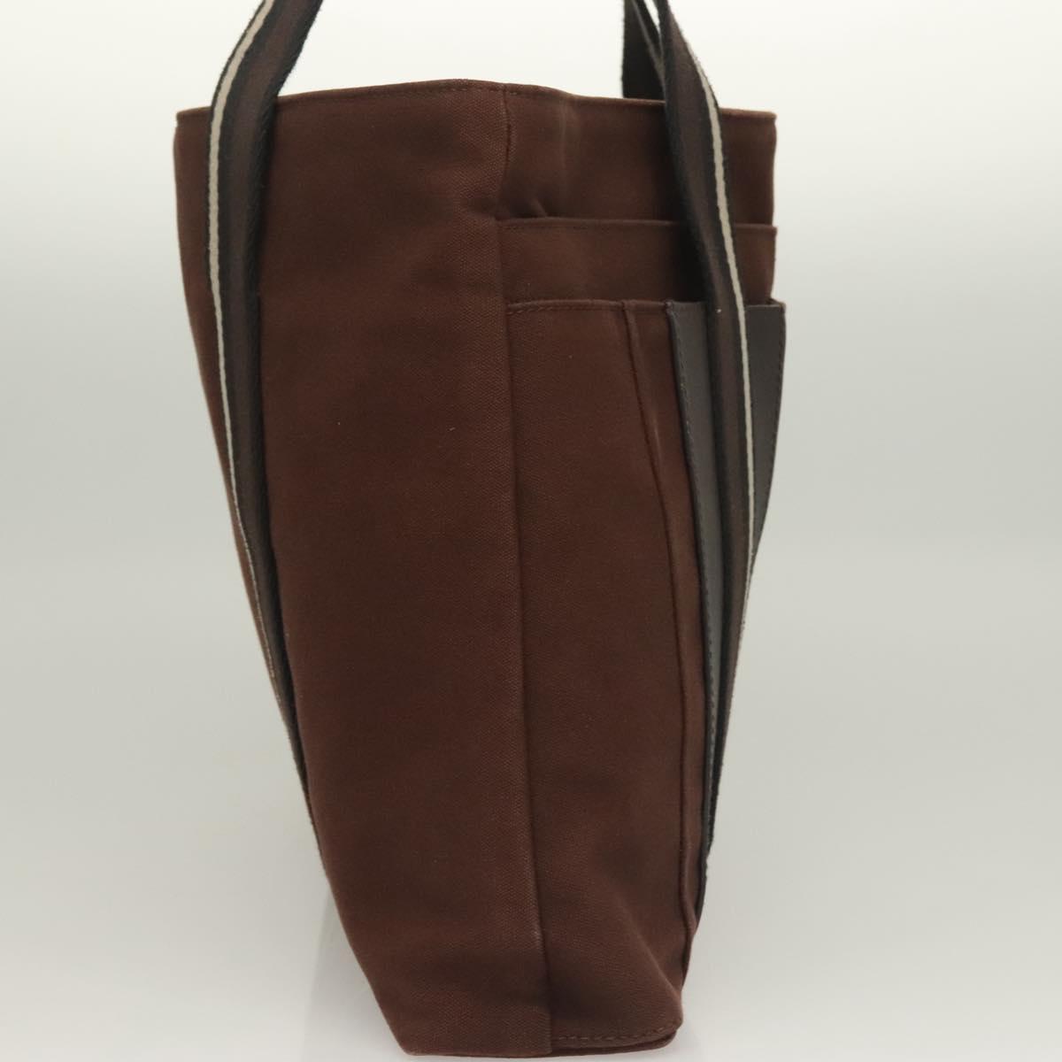 HERMES Trocha Horizontal Zonal MM Hand Bag Canvas Brown Black Auth bs26991