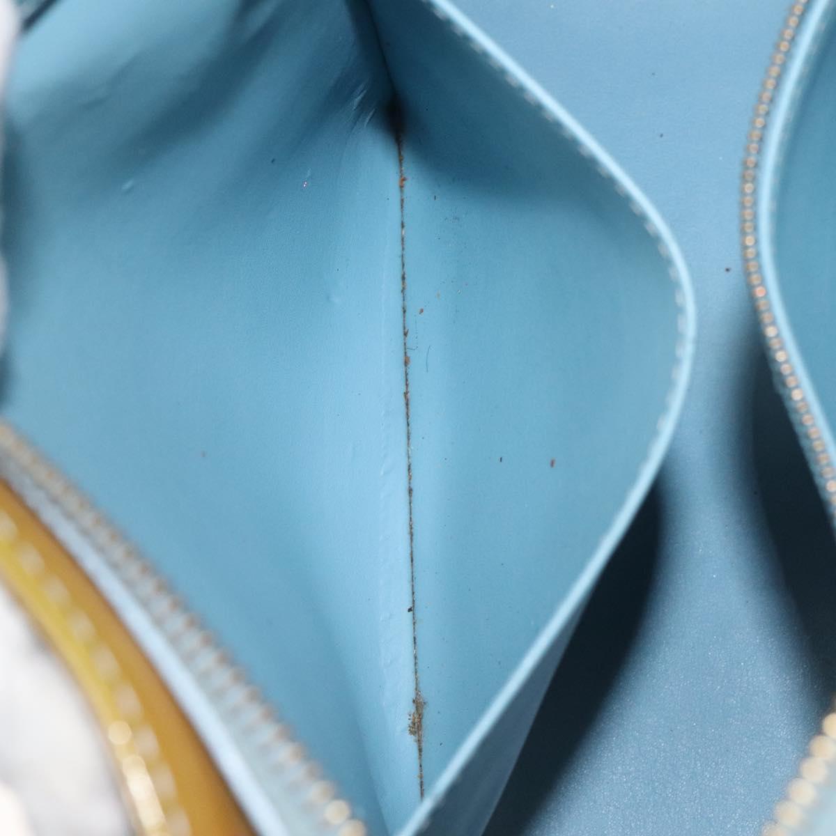 LOUIS VUITTON Monogram Vernis Houston Hand Bag Baby Blue M91005 LV Auth bs26994