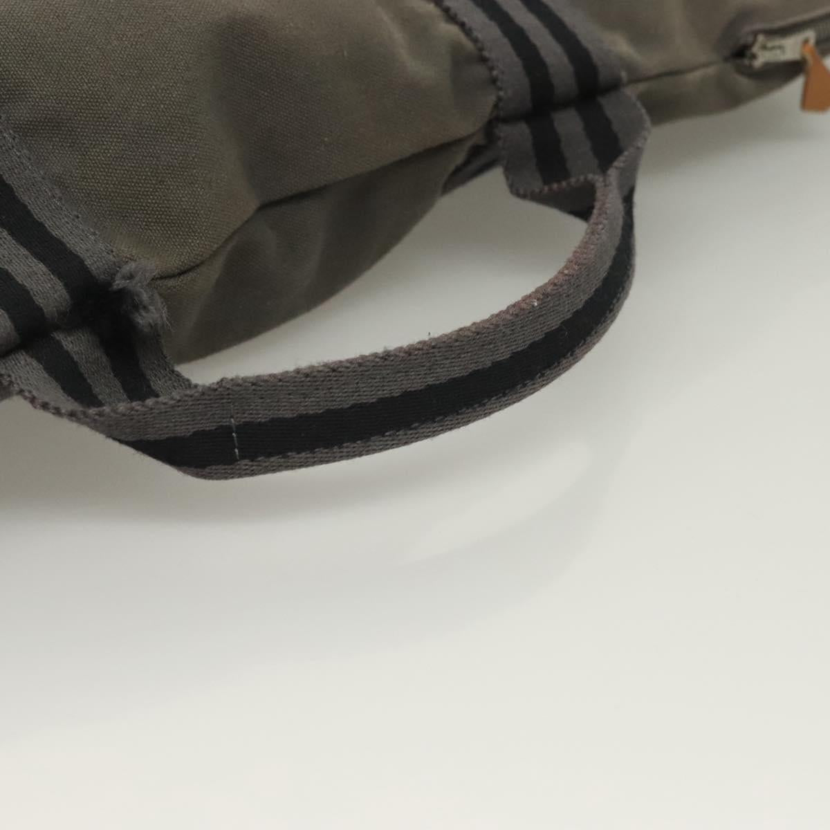 HERMES Fourre Tout Porte Documents Business Bag Canvas Gray Silver Auth bs27029