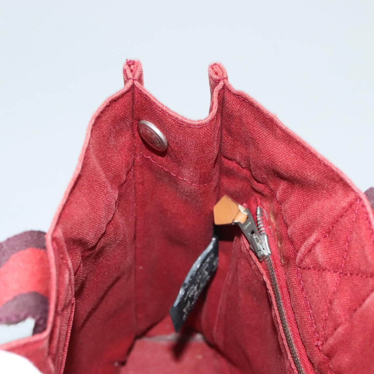 HERMES Fourre Tout PM Hand Bag Canvas Red Navy Auth bs27030