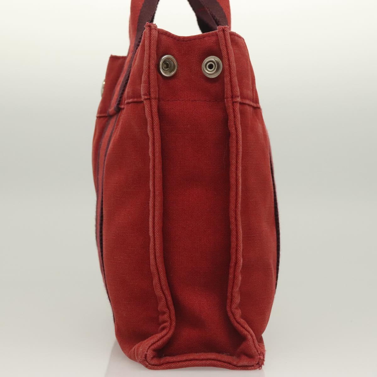 HERMES Fourre Tout PM Hand Bag Canvas Red Navy Auth bs27030
