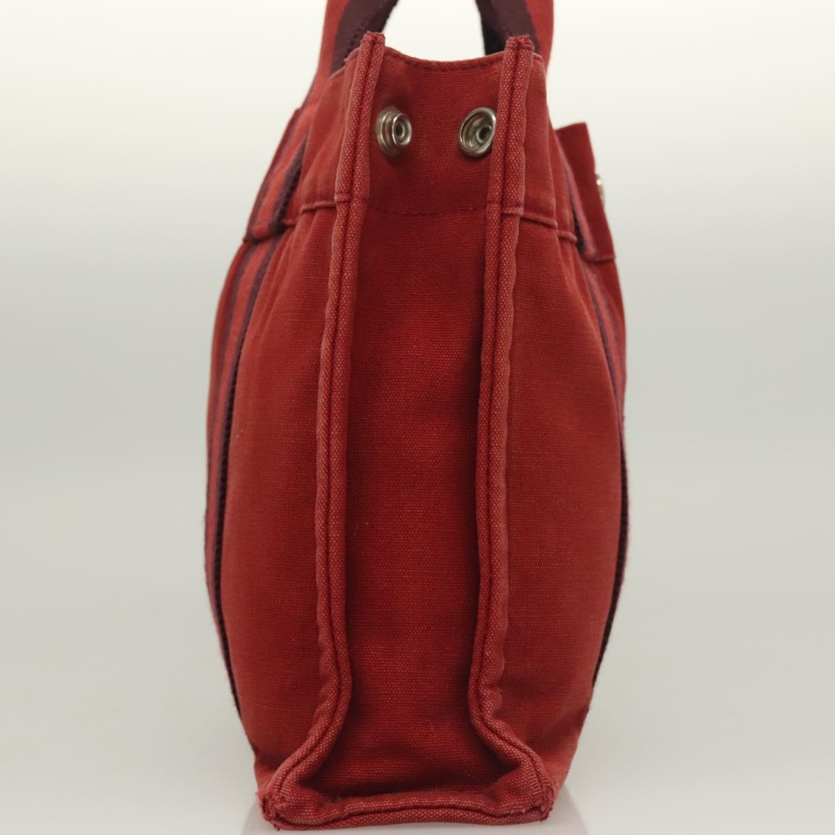 HERMES Fourre Tout PM Hand Bag Canvas Red Navy Auth bs27030