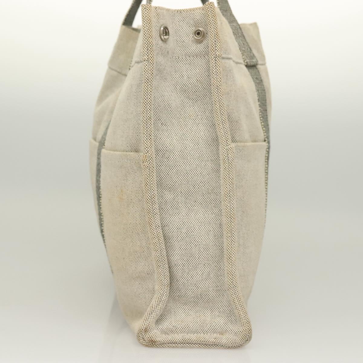 HERMES New Fourre Tout MM Hand Bag Canvas Gray Silver Auth bs27031