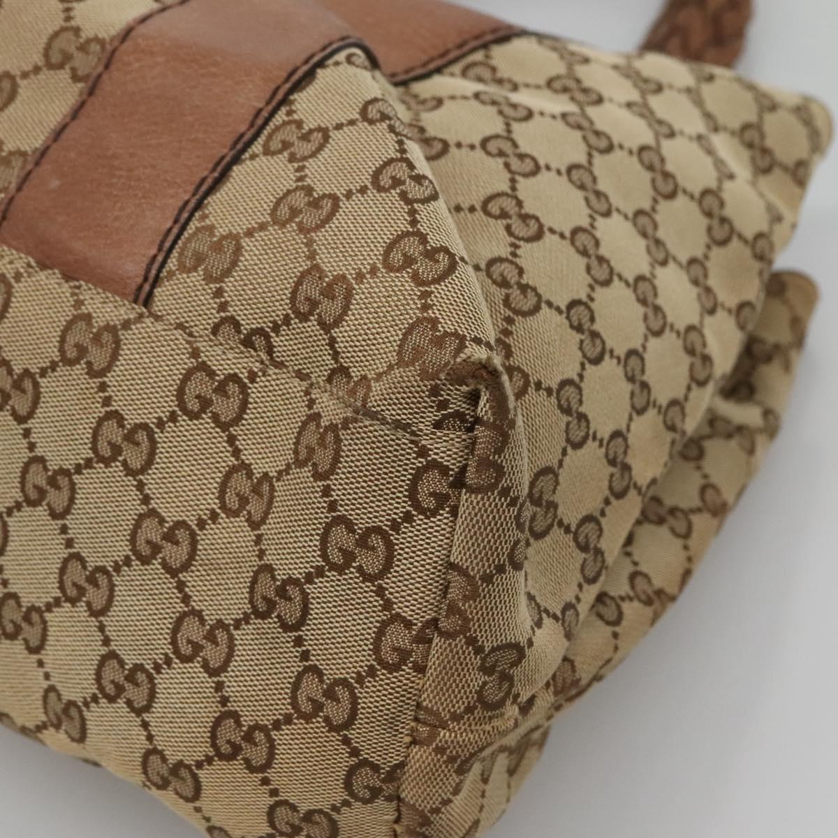 GUCCI GG Canvas Bamboo Tote Bag Beige Silver 232947 Auth bs27063