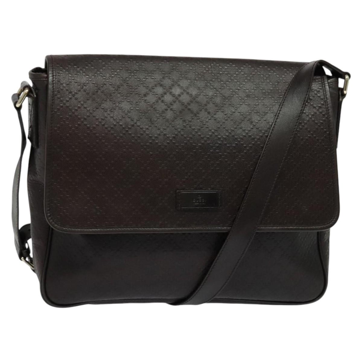 GUCCI Shoulder Bag Leather Brown Gold 223665 Auth bs27067