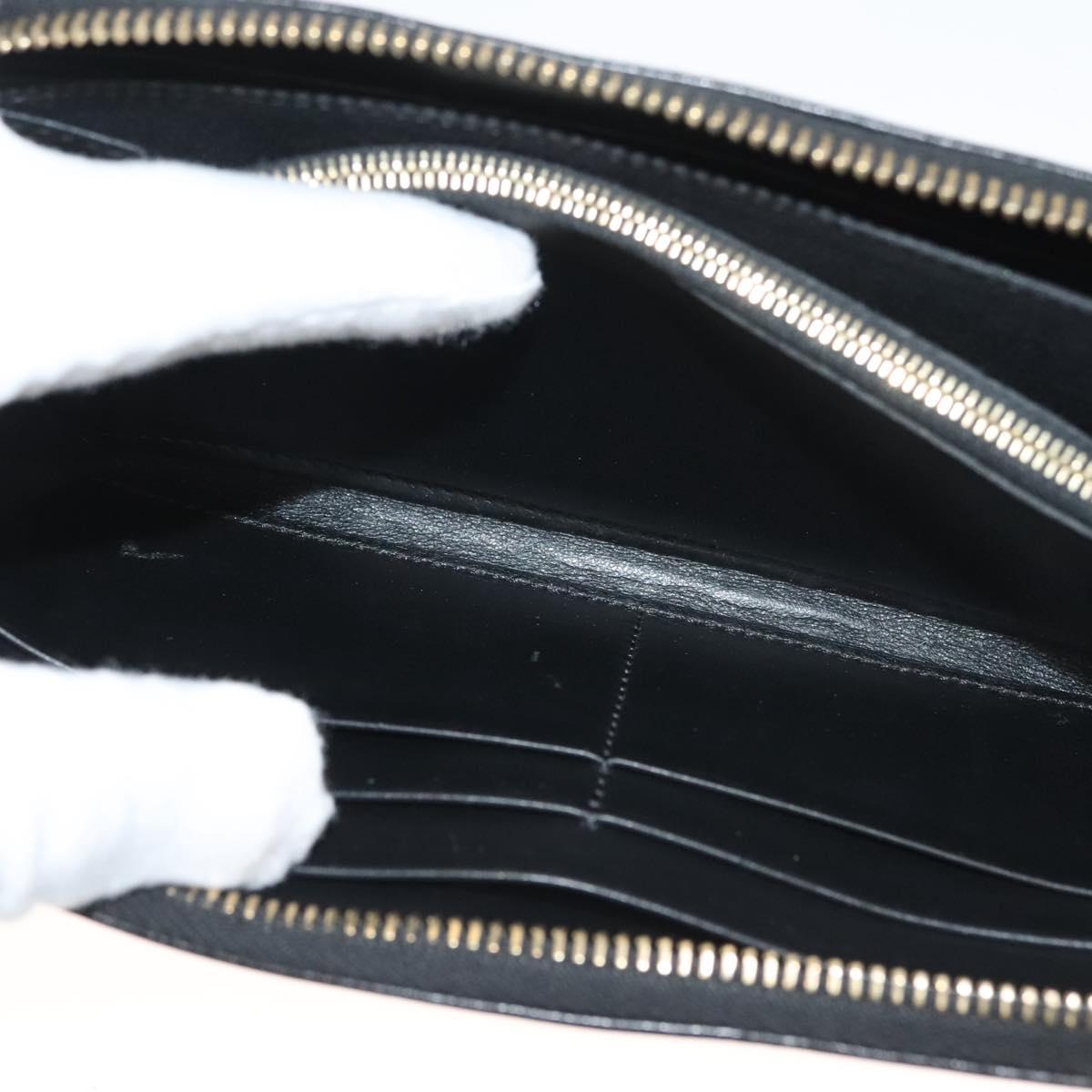 FENDI Long Wallet Leather Black Gold Auth bs27079
