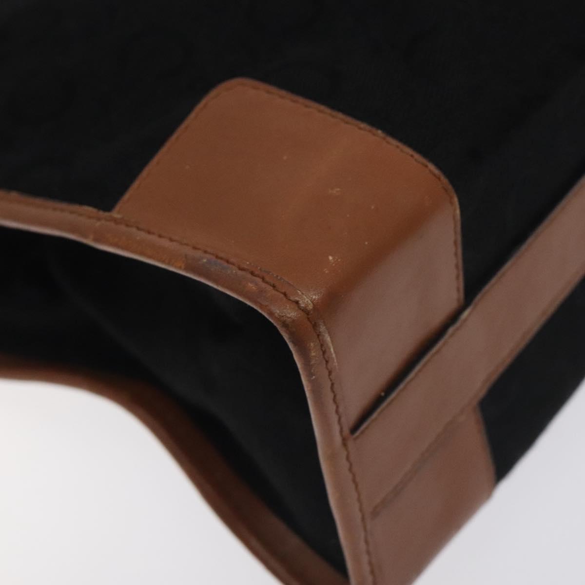 CELINE C Sulky Hand Bag Canvas Black Brown Auth bs27081