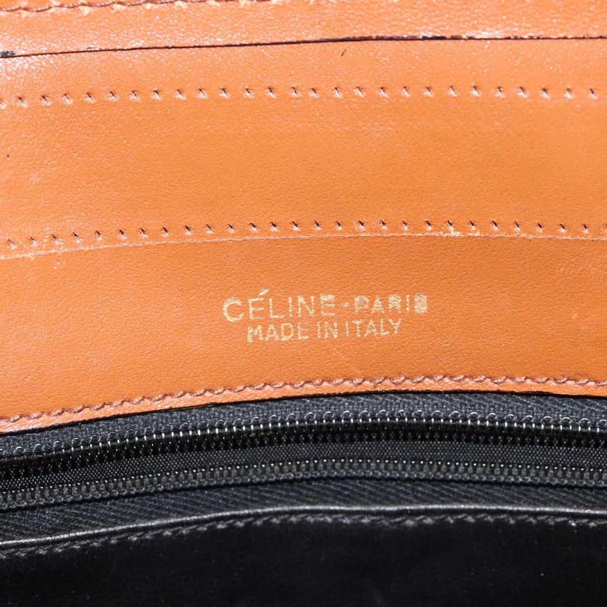 CELINE C Sulky Hand Bag Canvas Black Brown Auth bs27081