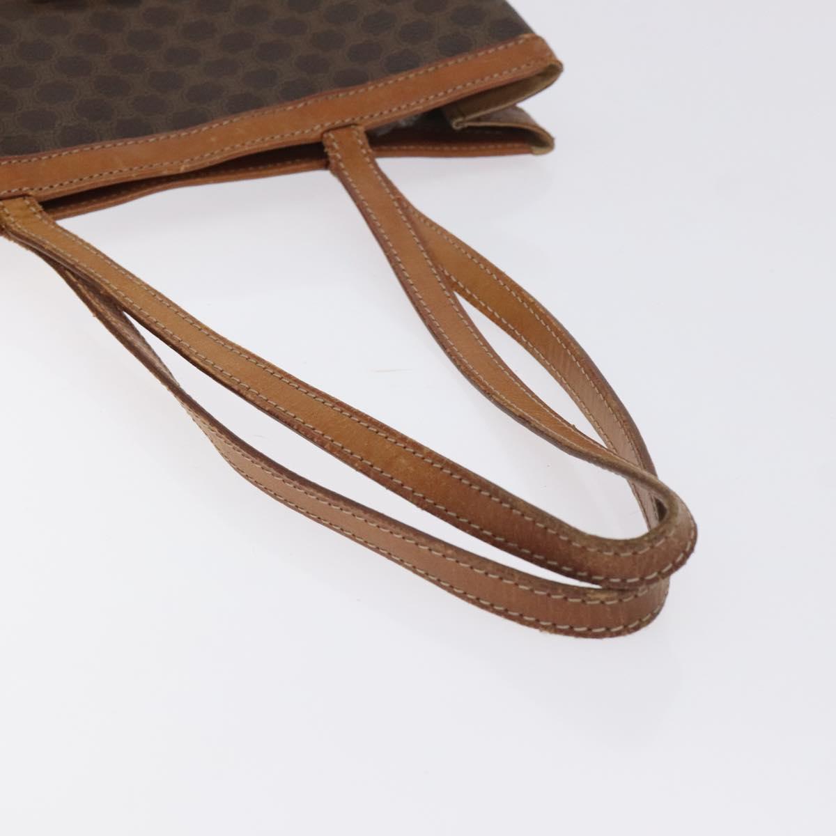 CELINE Macadam Canvas Tote Bag PVC Leather Brown Gold Auth bs27082