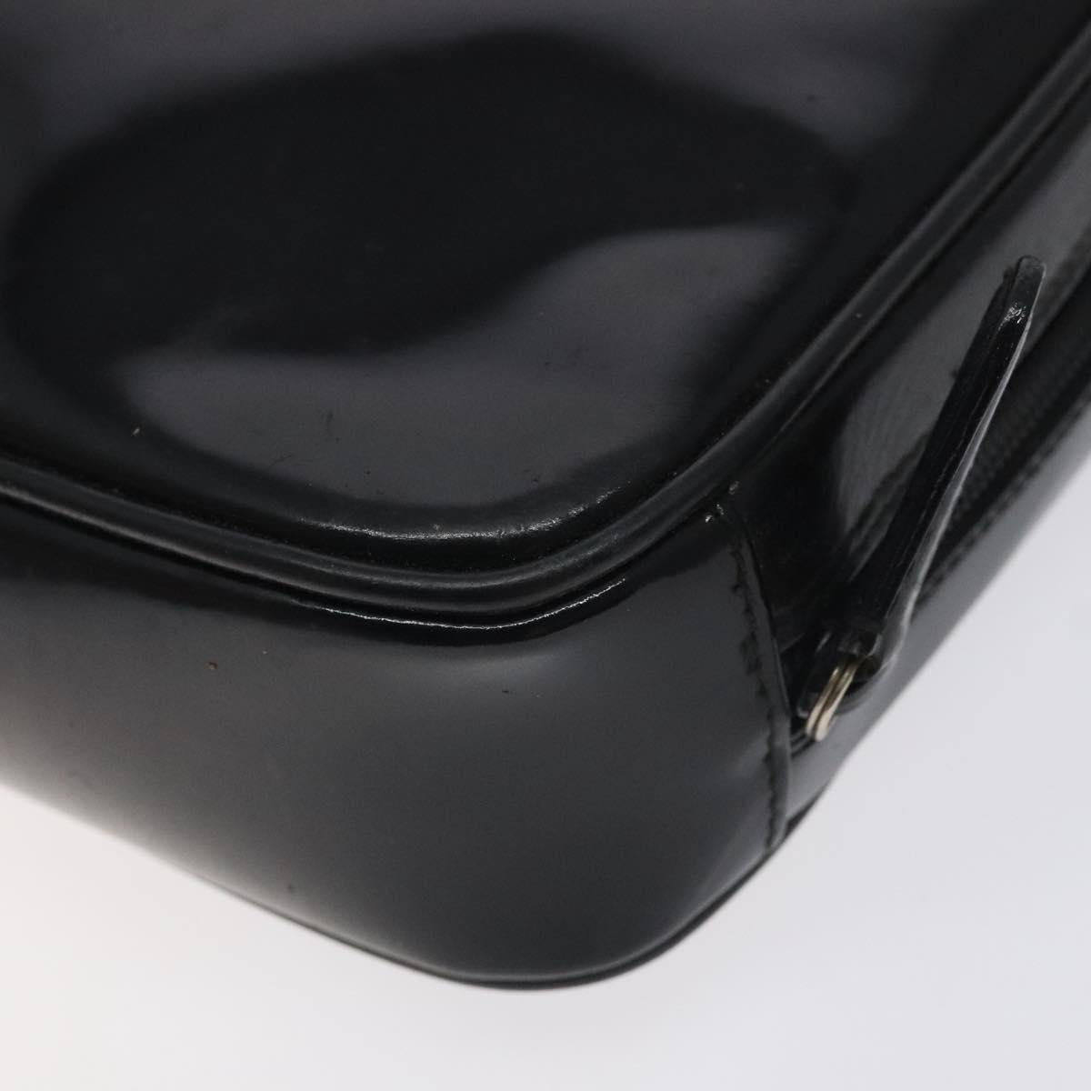 GUCCI Soho Clutch Bag Enamel Black Silver Auth bs27084