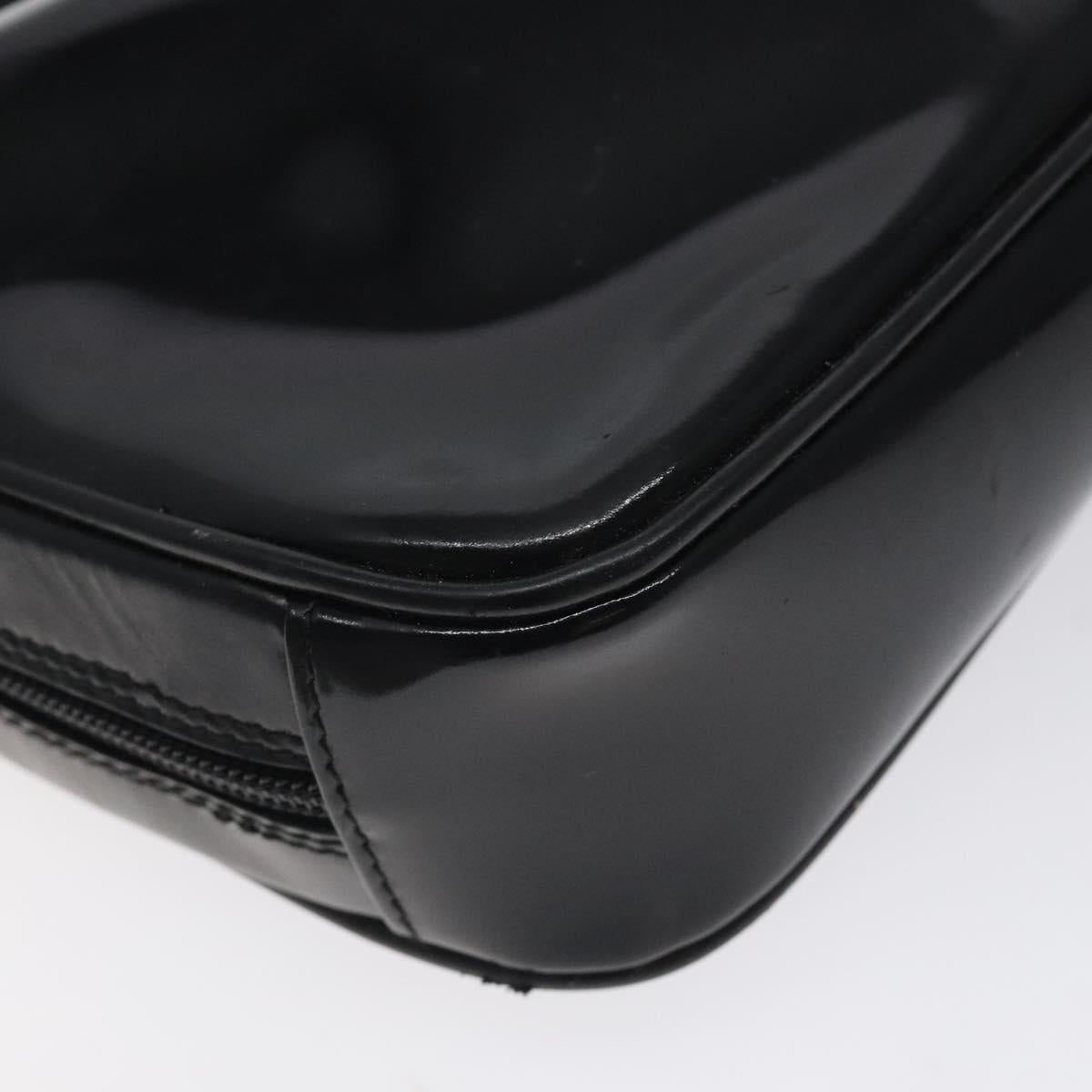GUCCI Soho Clutch Bag Enamel Black Silver Auth bs27084