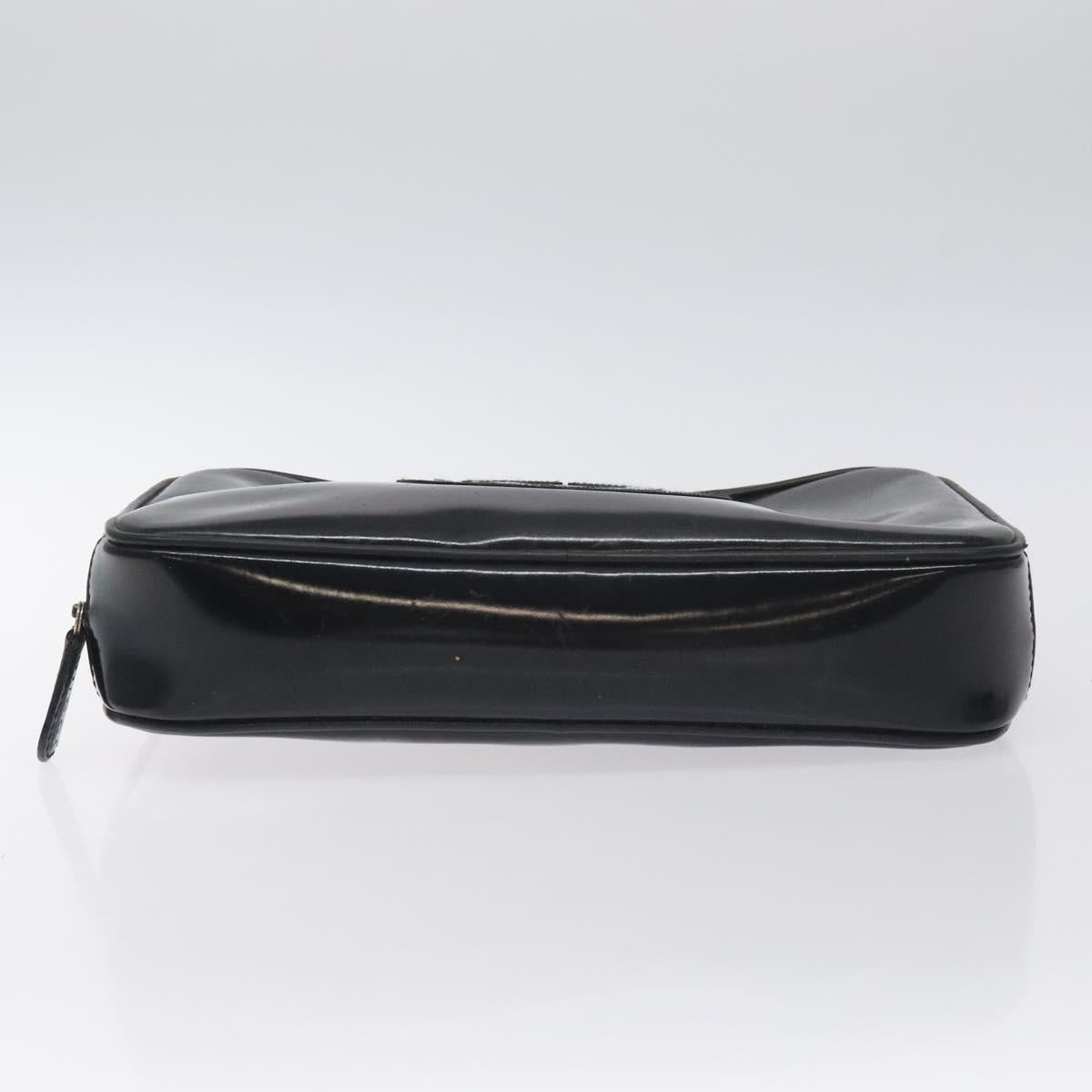 GUCCI Soho Clutch Bag Enamel Black Silver Auth bs27084