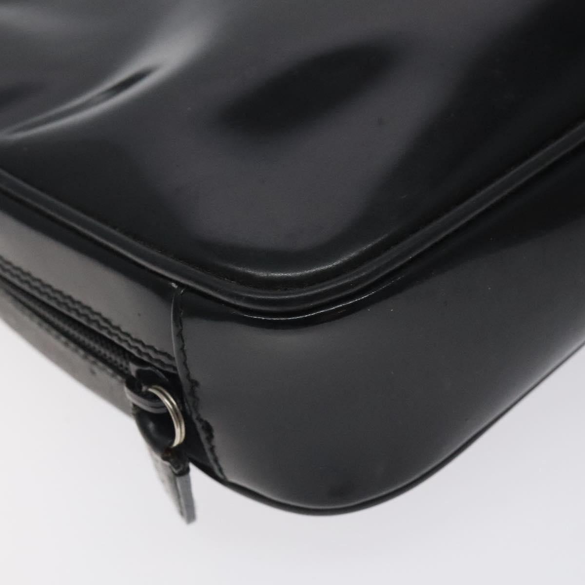 GUCCI Soho Clutch Bag Enamel Black Silver Auth bs27084