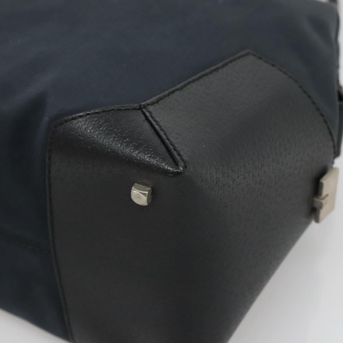 Salvatore Ferragamo Hand Bag Nylon Leather Black Silver Auth bs27088