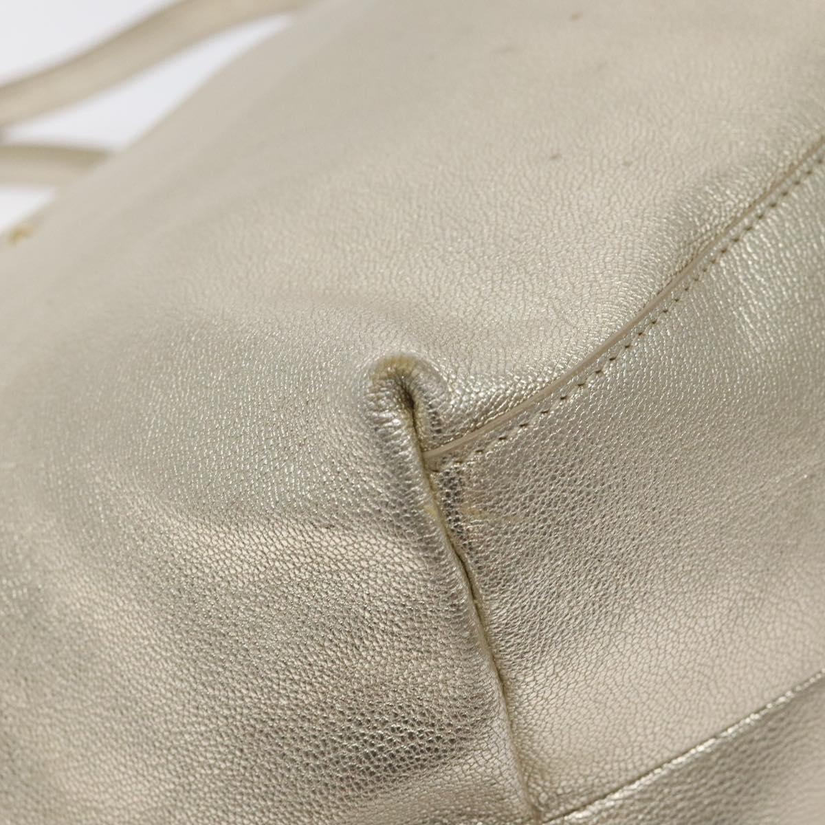Salvatore Ferragamo Hand Bag Leather Champagne Gold Gold Auth bs27089