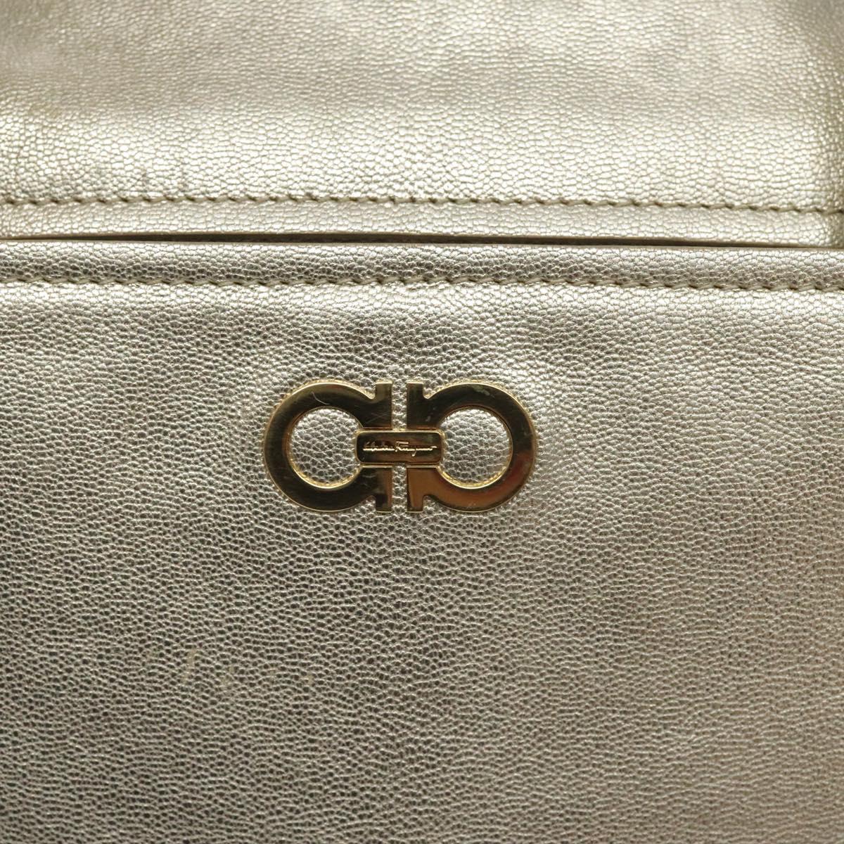 Salvatore Ferragamo Hand Bag Leather Champagne Gold Gold Auth bs27089