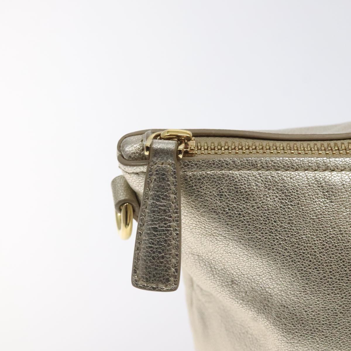 Salvatore Ferragamo Hand Bag Leather Champagne Gold Gold Auth bs27089