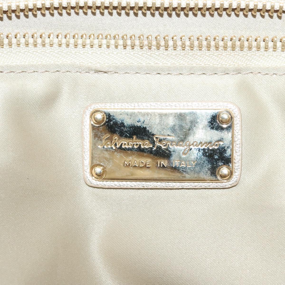 Salvatore Ferragamo Hand Bag Leather Champagne Gold Gold Auth bs27089