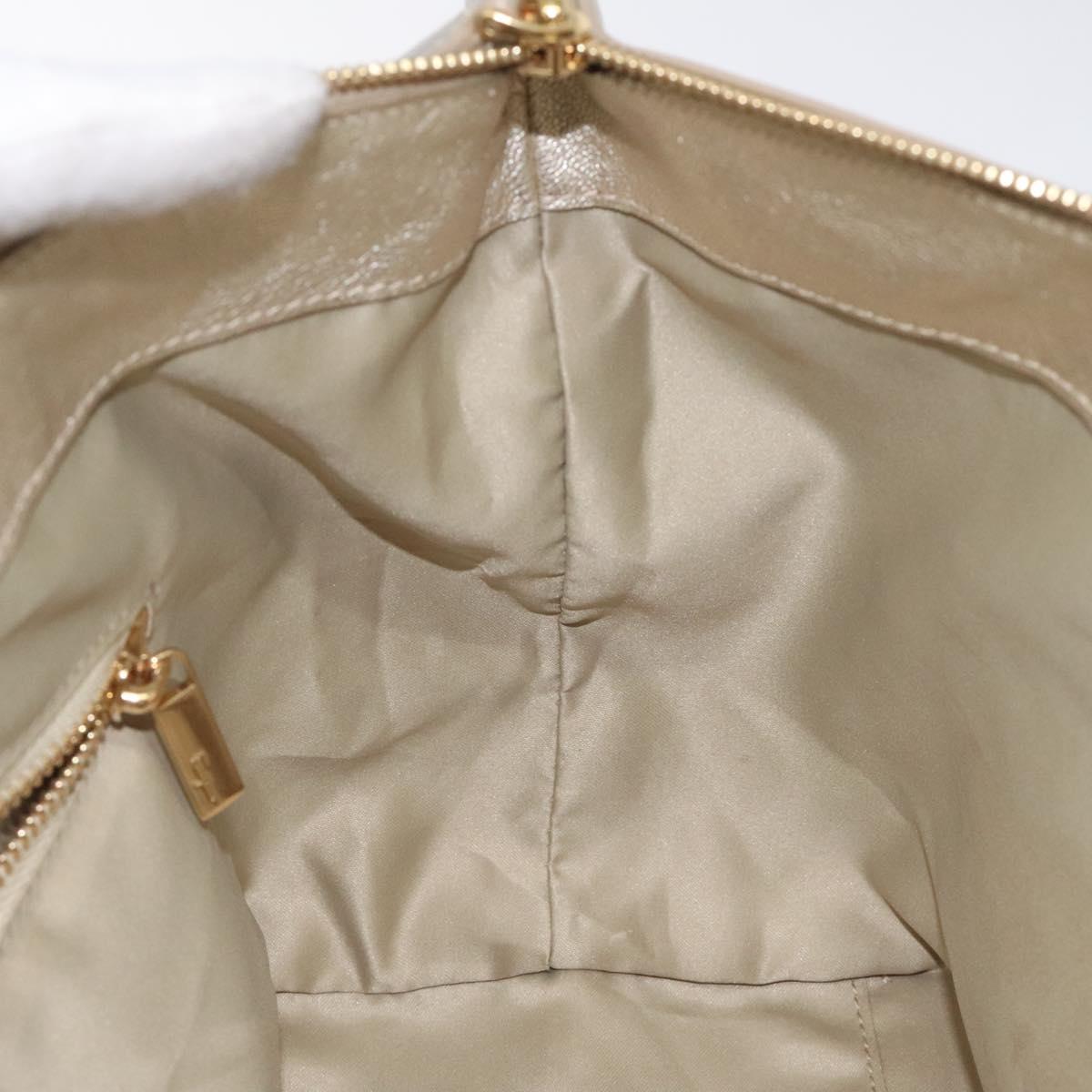 Salvatore Ferragamo Hand Bag Leather Champagne Gold Gold Auth bs27089
