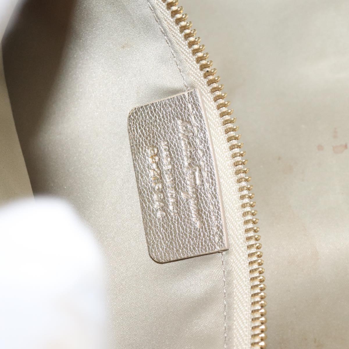 Salvatore Ferragamo Hand Bag Leather Champagne Gold Gold Auth bs27089