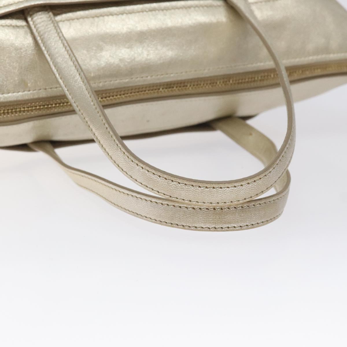 Salvatore Ferragamo Hand Bag Leather Champagne Gold Gold Auth bs27089