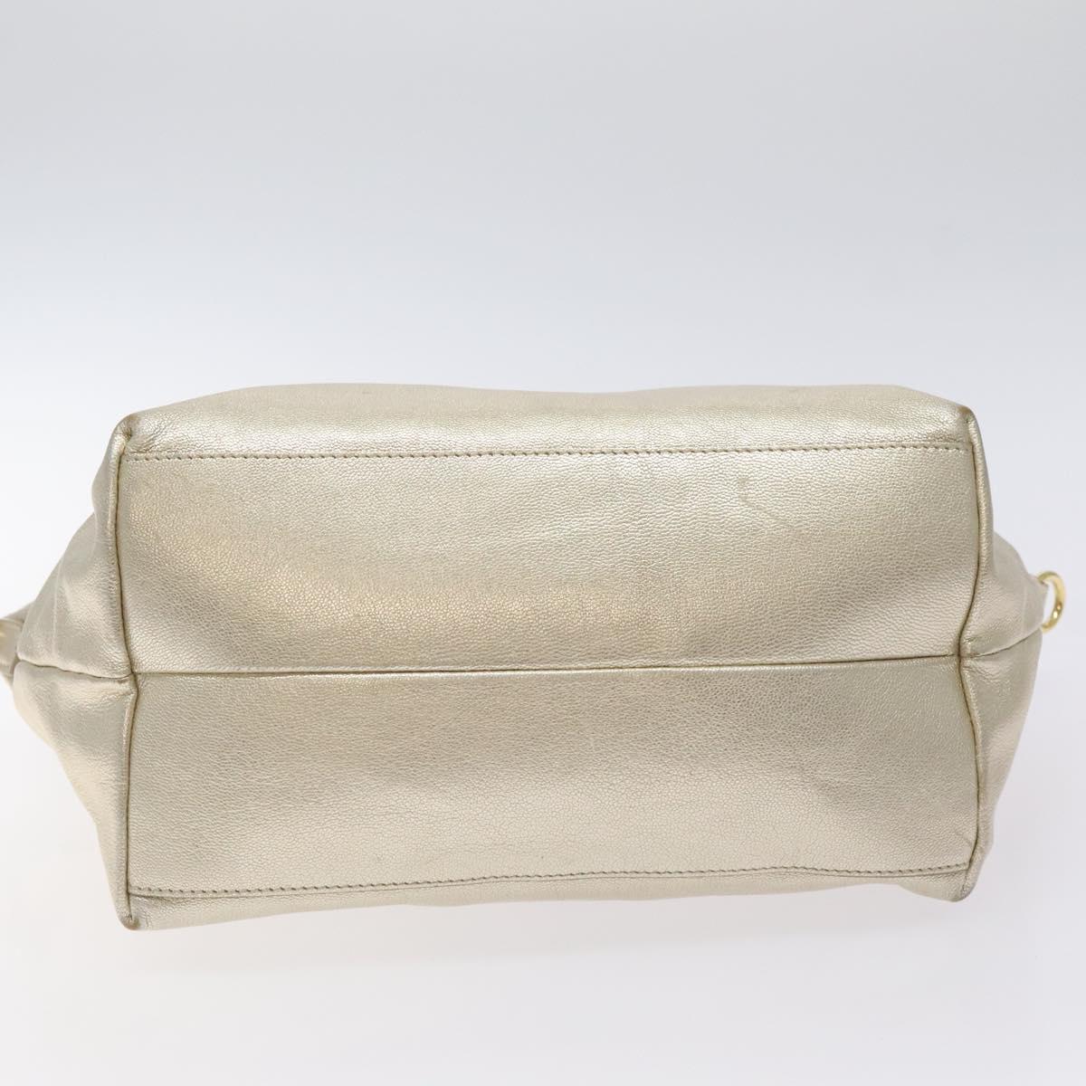 Salvatore Ferragamo Hand Bag Leather Champagne Gold Gold Auth bs27089