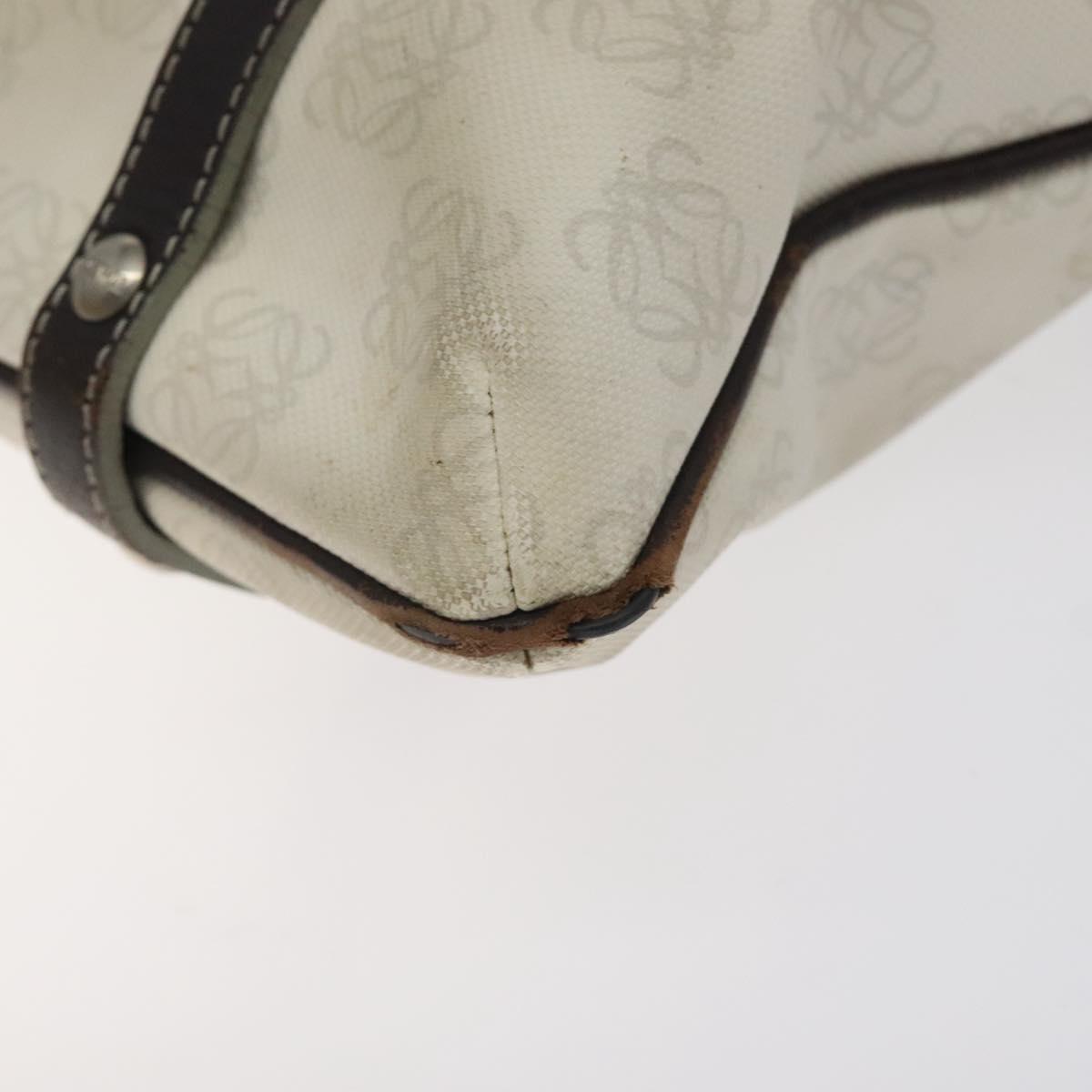 LOEWE Anagram Tote Bag PVC White Silver Auth bs27096