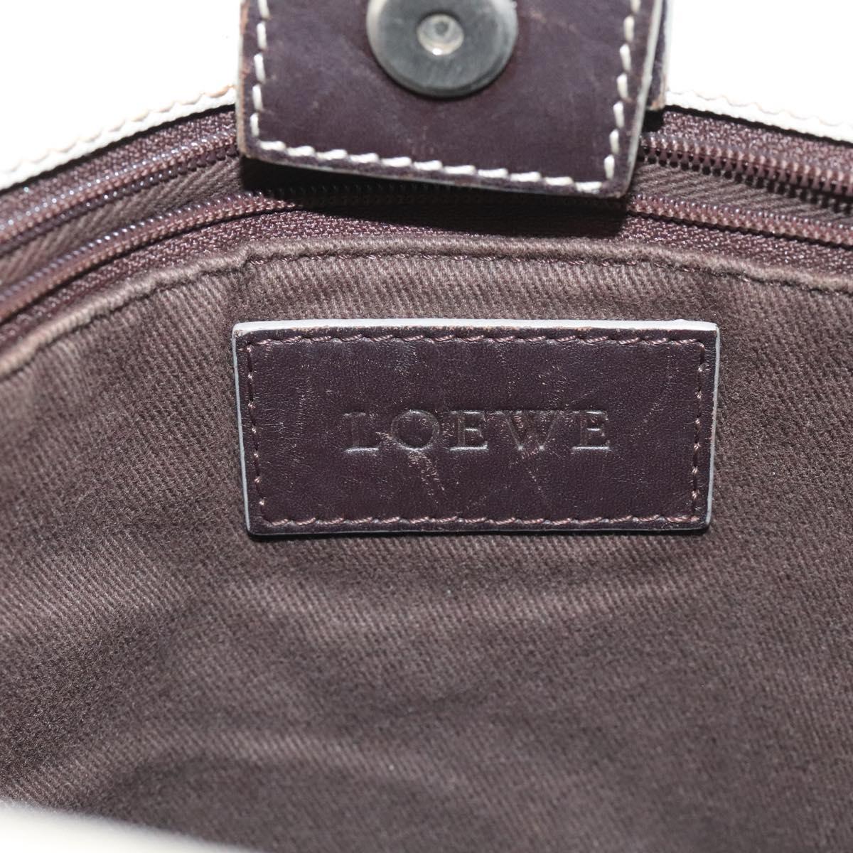 LOEWE Anagram Tote Bag PVC White Silver Auth bs27096