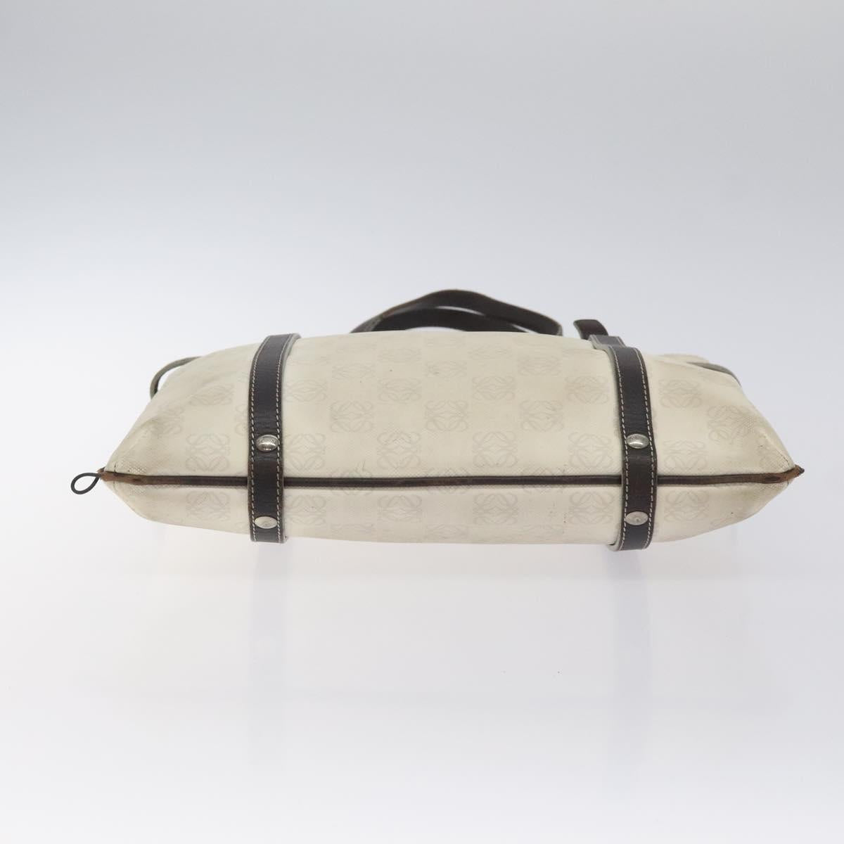 LOEWE Anagram Tote Bag PVC White Silver Auth bs27096