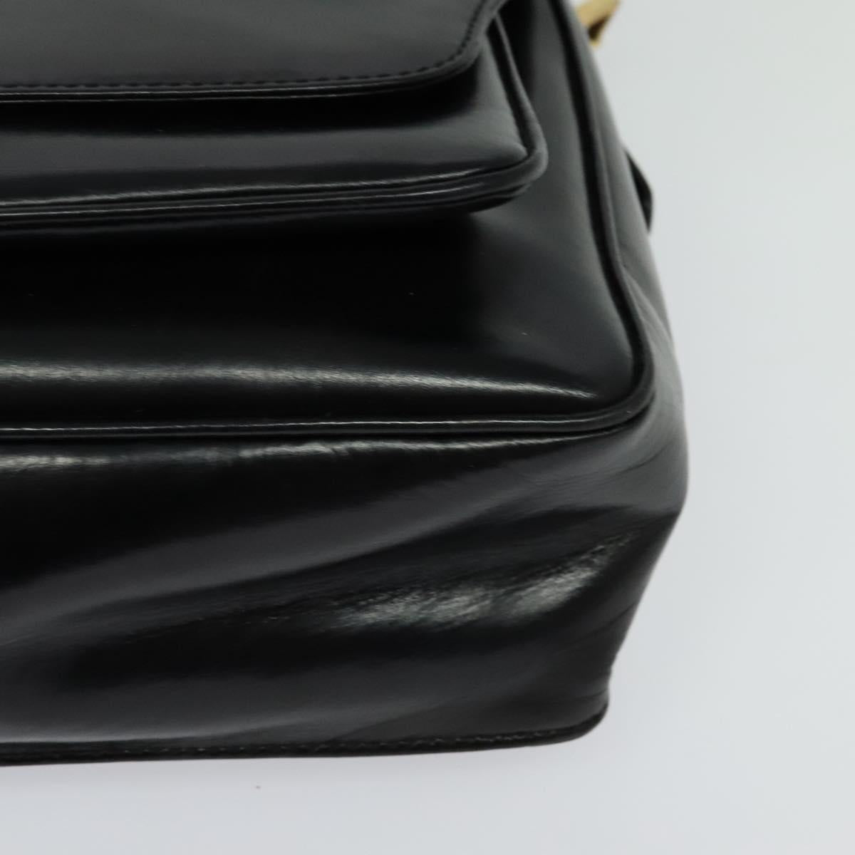 LOEWE Anagram Shoulder Bag Leather Black Gold Auth bs27097