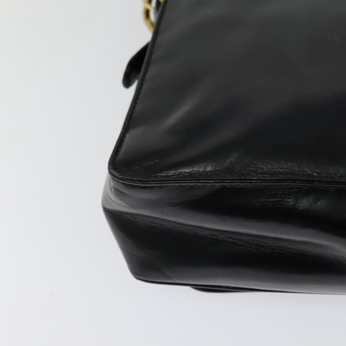 LOEWE Anagram Shoulder Bag Leather Black Gold Auth bs27097