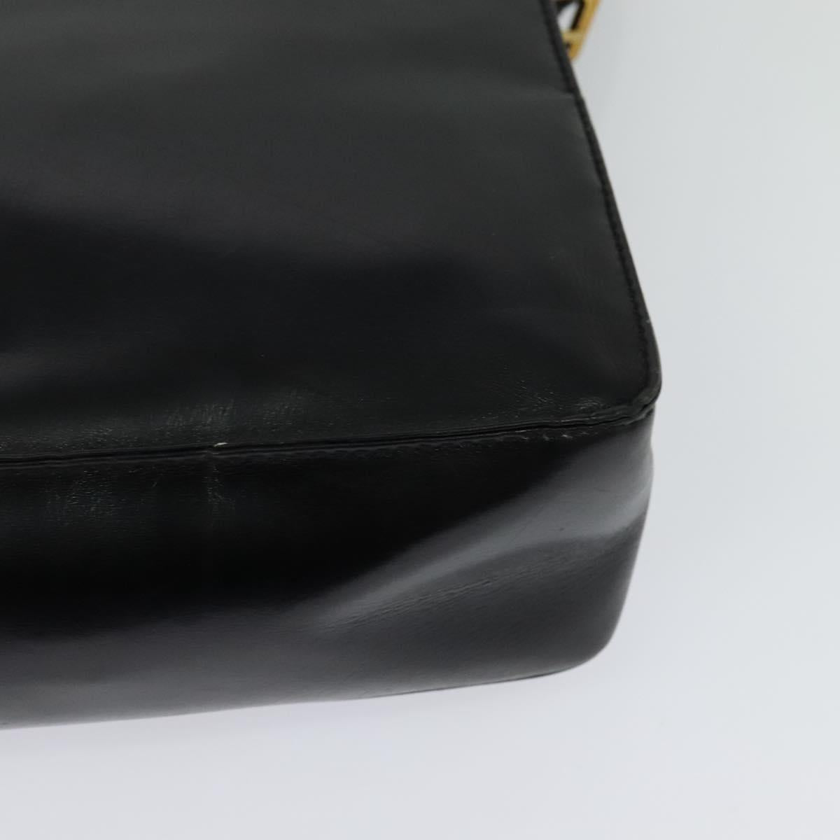 LOEWE Anagram Shoulder Bag Leather Black Gold Auth bs27097
