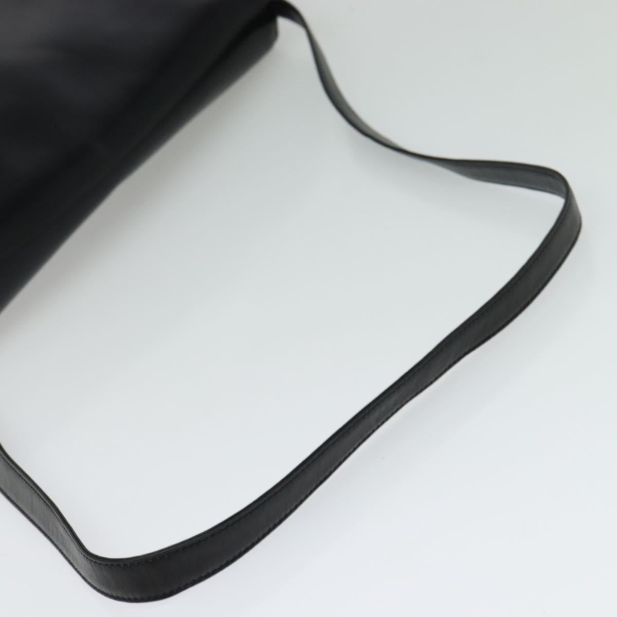 LOEWE Anagram Shoulder Bag Leather Black Gold Auth bs27097