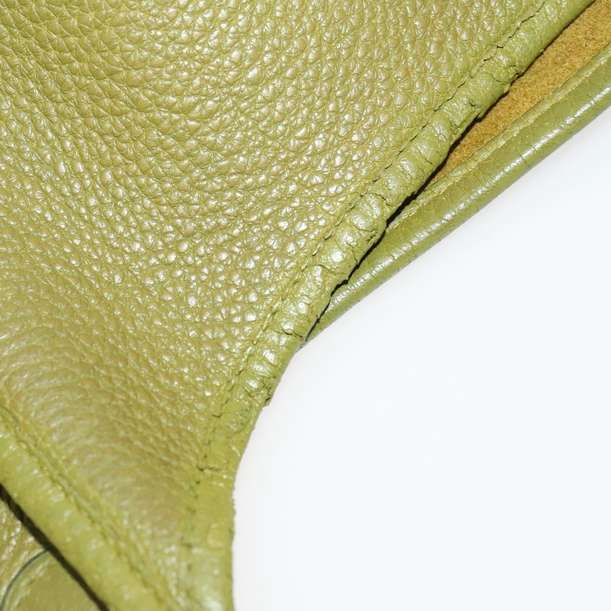 HERMES Evelyn 2 PM Bag Taurillon Clemence Leather Green Silver Auth bs27099