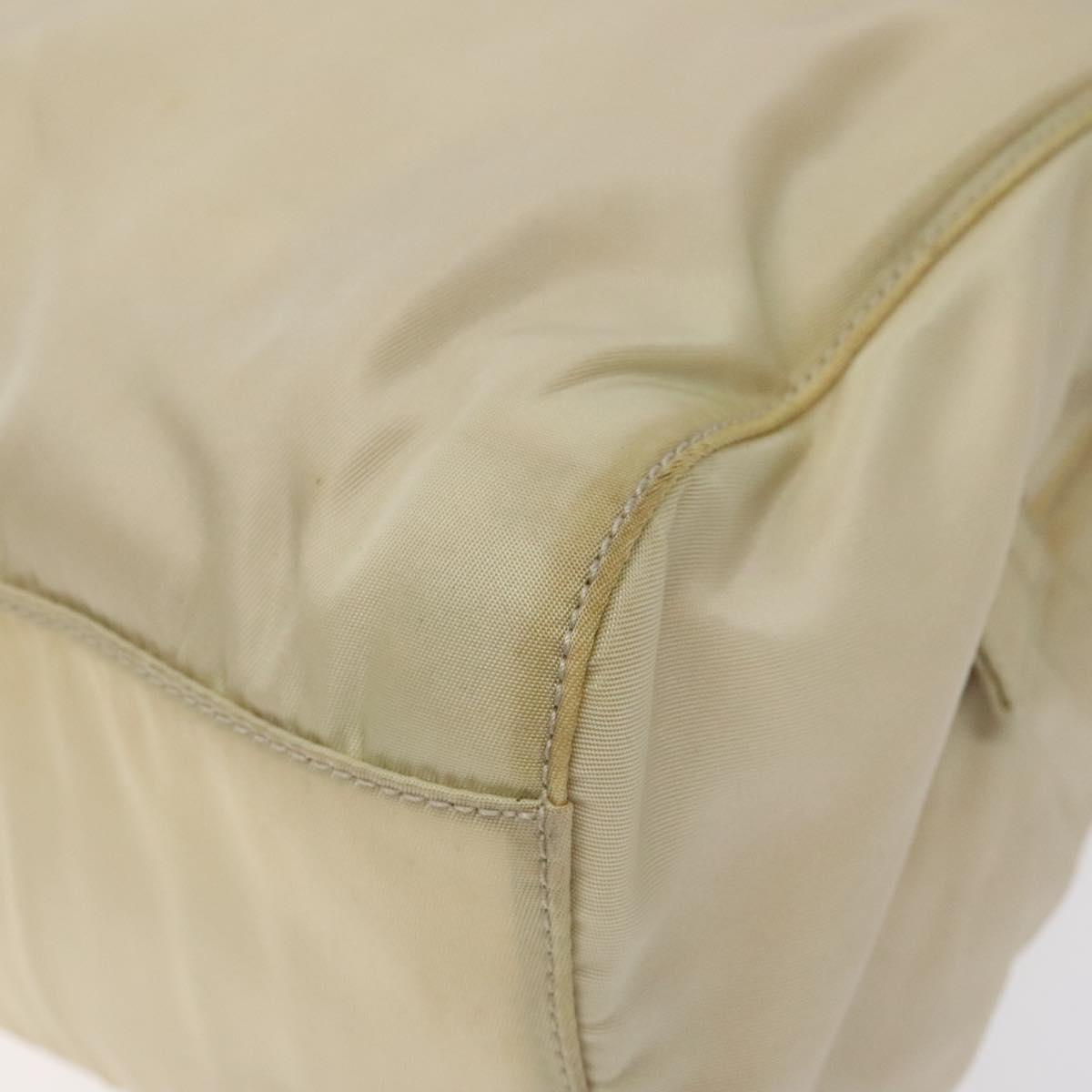 PRADA Hand Bag Nylon Beige Auth bs27127