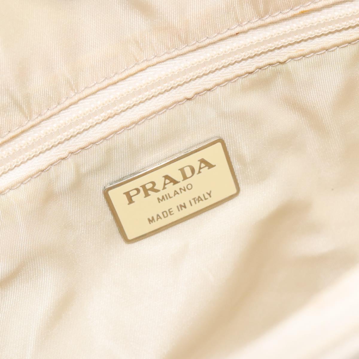 PRADA Hand Bag Nylon Beige Auth bs27127