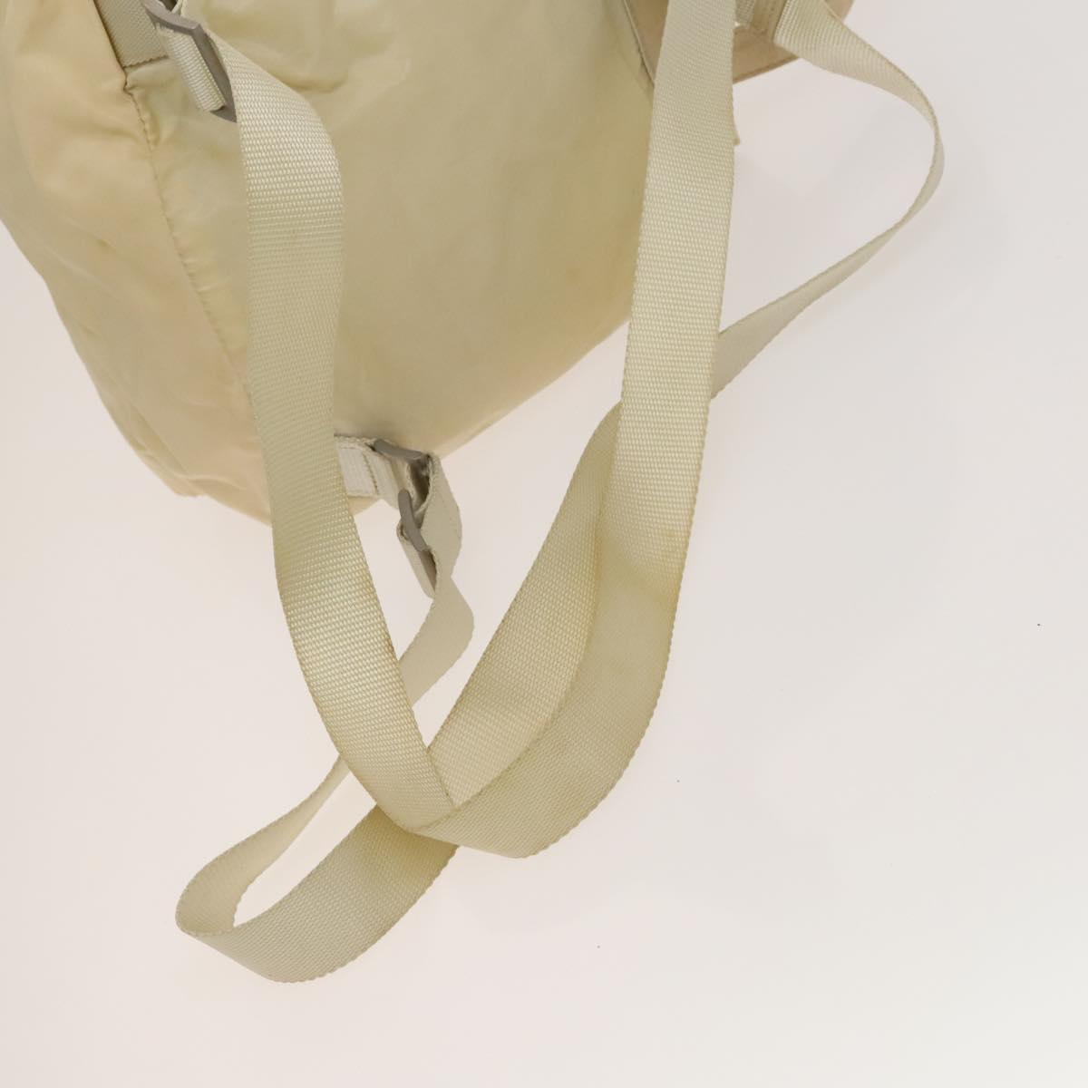 PRADA Backpack Nylon Beige Silver Auth bs27129