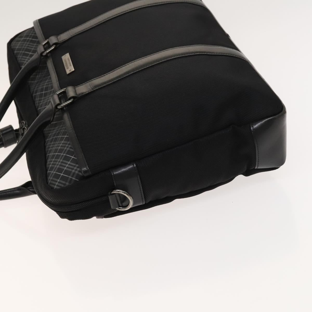 BURBERRY Black Label Business Bag Canvas Leather Black Silver Auth bs27132