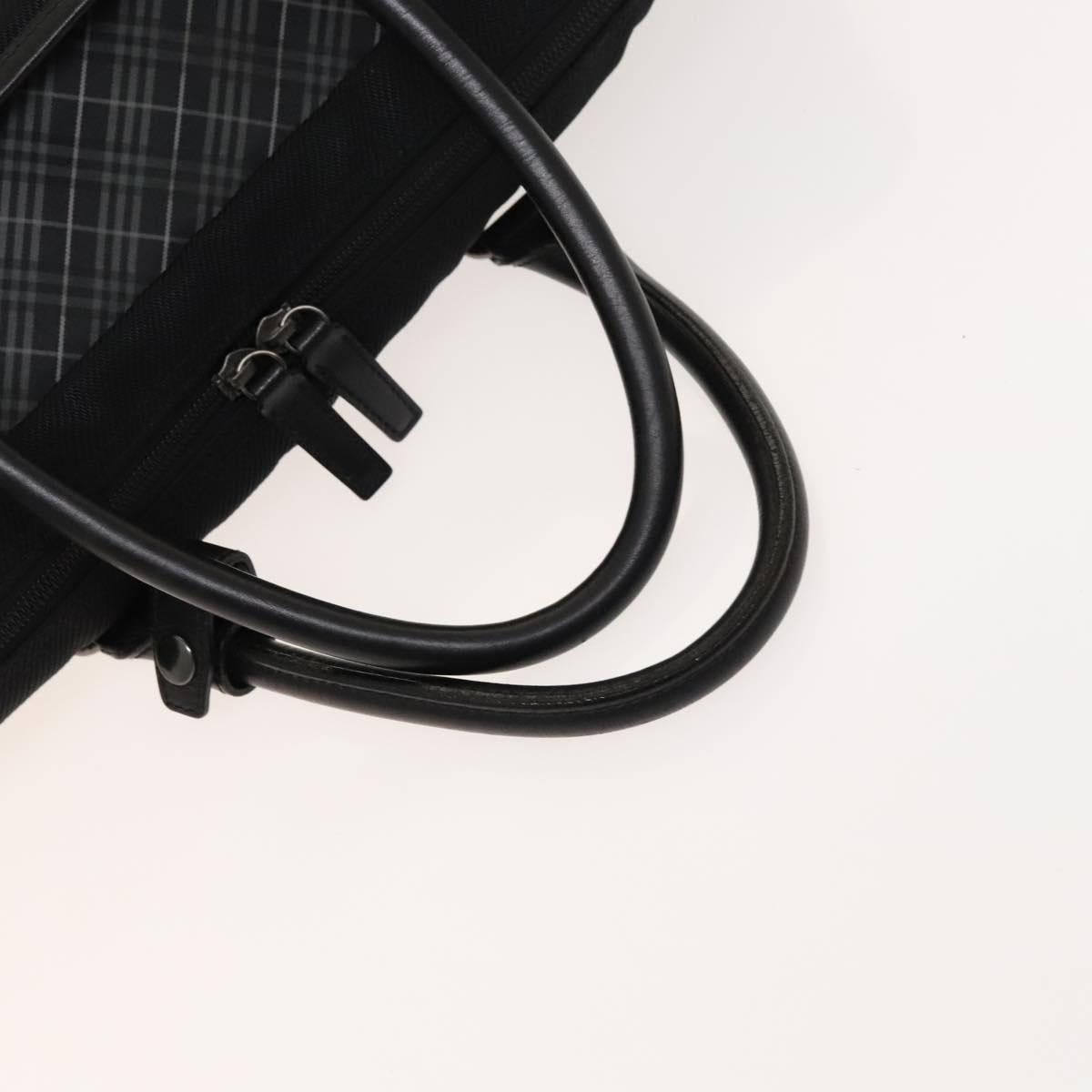 BURBERRY Black Label Business Bag Canvas Leather Black Silver Auth bs27132