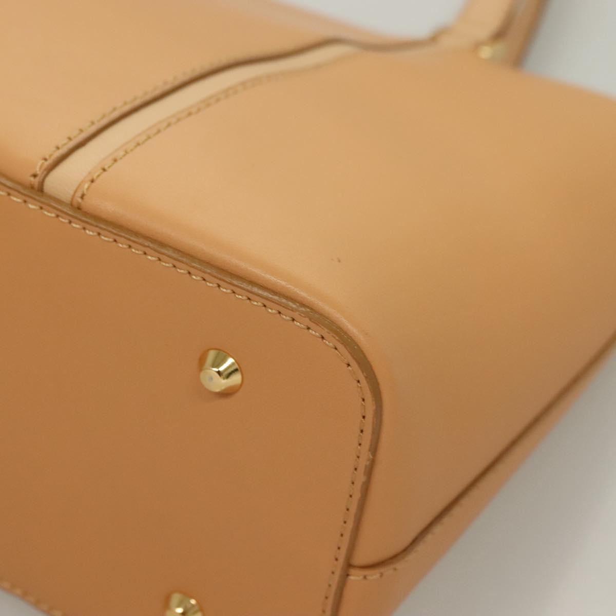 BURBERRY Tote Bag Leather Beige Gold Auth bs27137
