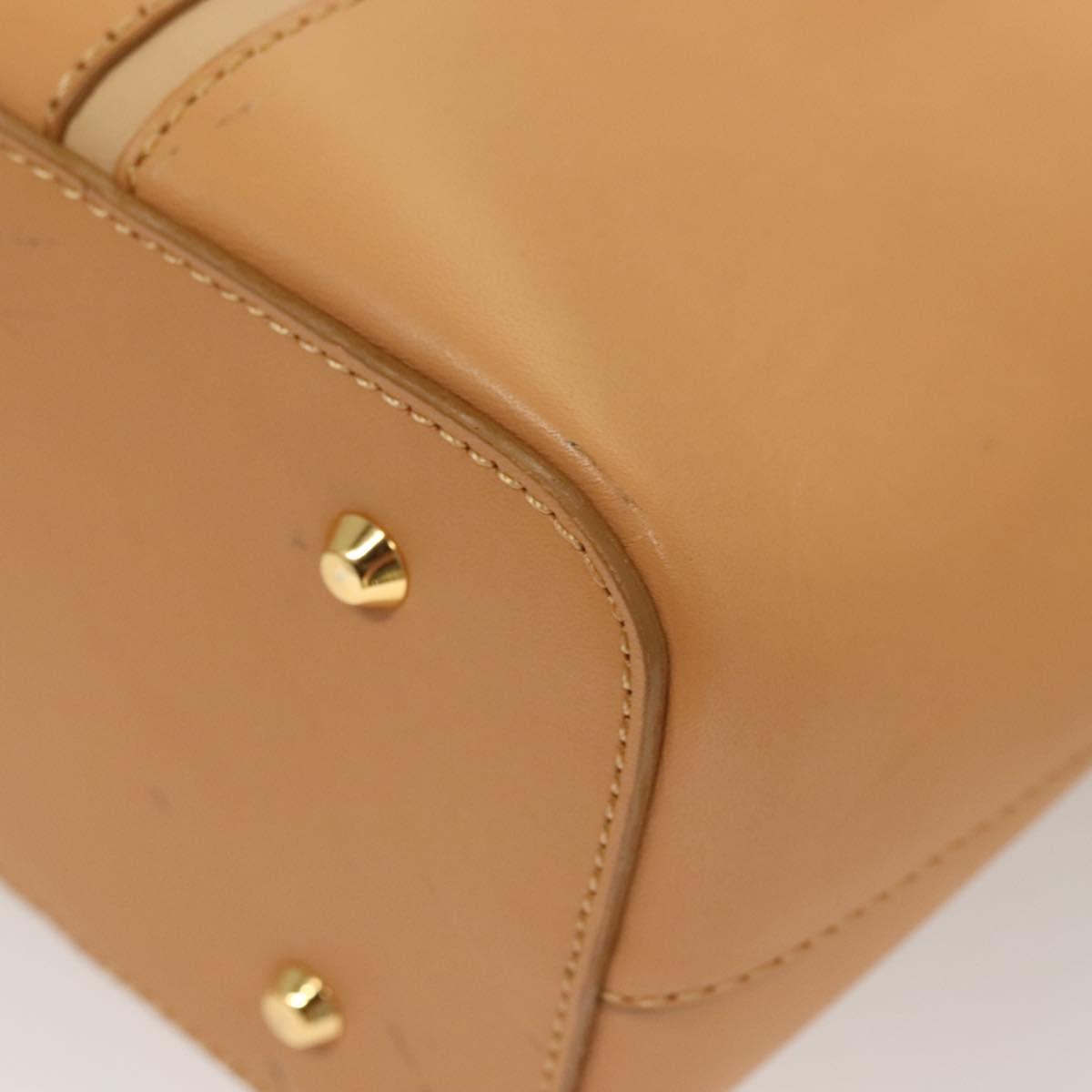 BURBERRY Tote Bag Leather Beige Gold Auth bs27137