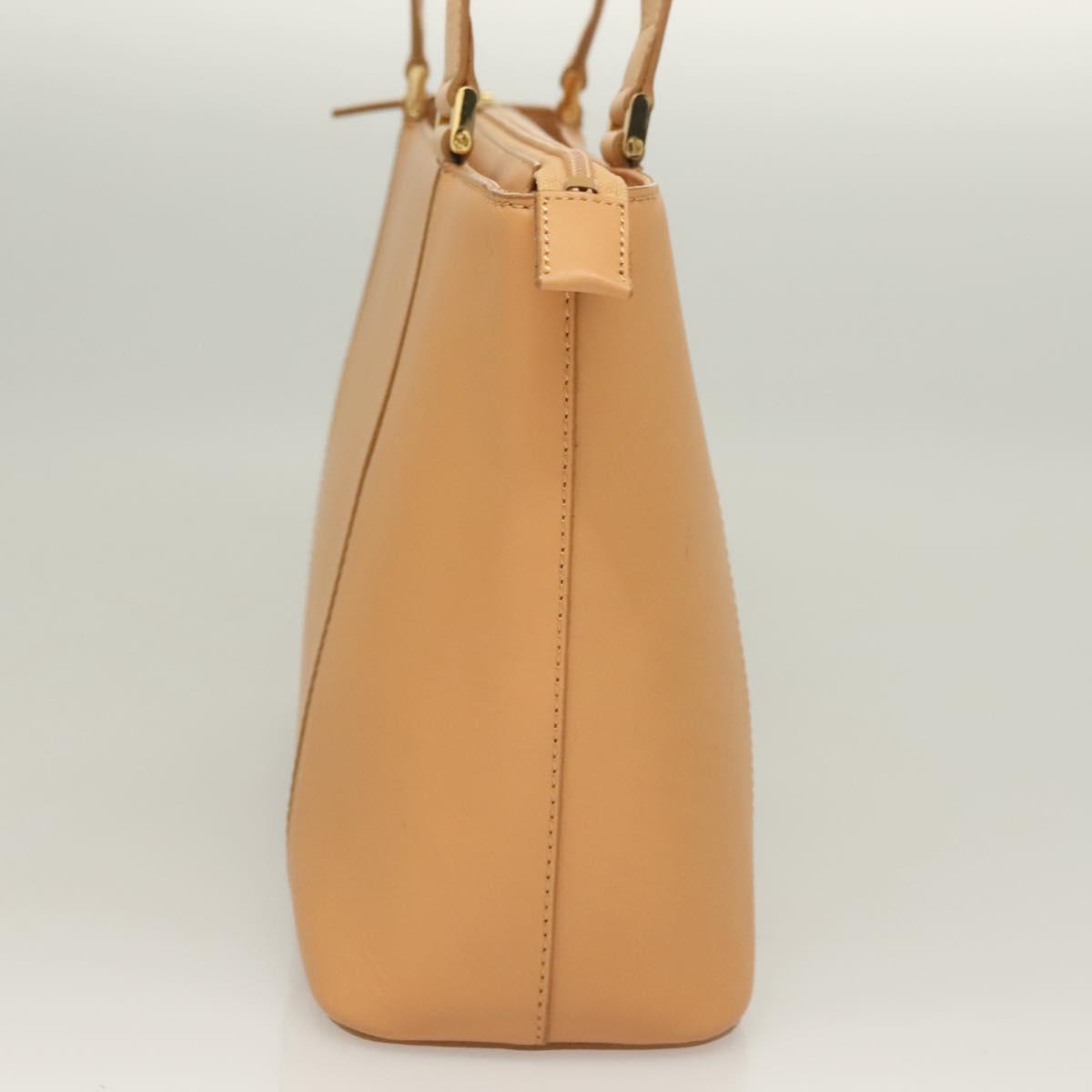 BURBERRY Tote Bag Leather Beige Gold Auth bs27137