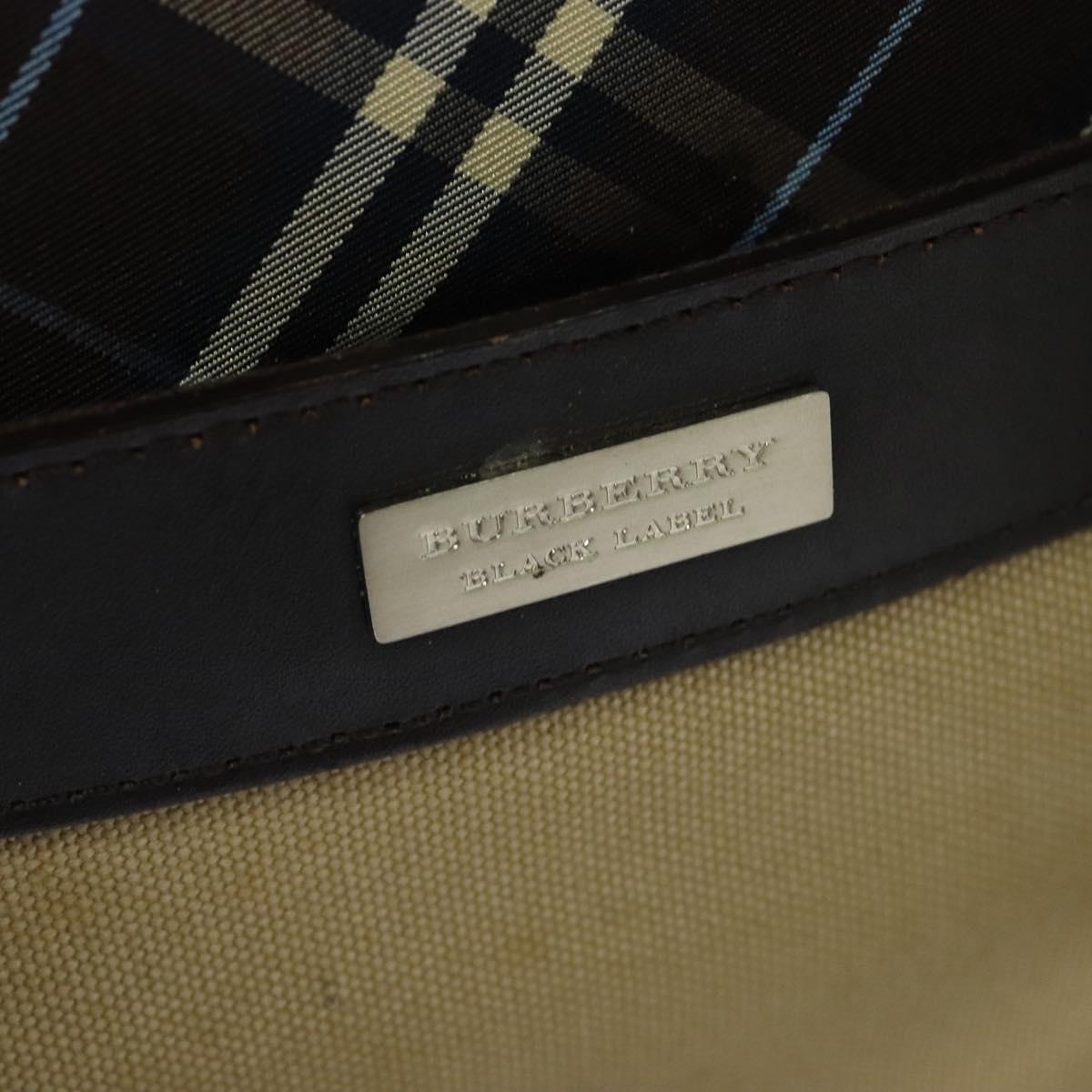 BURBERRY Blue Label Tote Bag Canvas 2way Beige Silver Auth bs27138