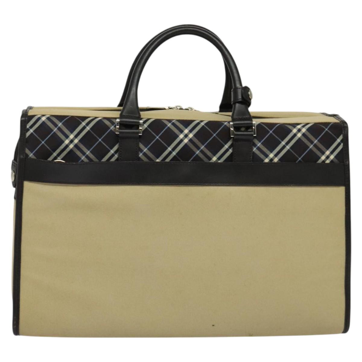 BURBERRY Blue Label Tote Bag Canvas 2way Beige Silver Auth bs27138