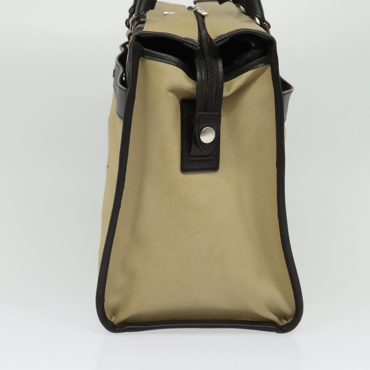 BURBERRY Blue Label Tote Bag Canvas 2way Beige Silver Auth bs27138