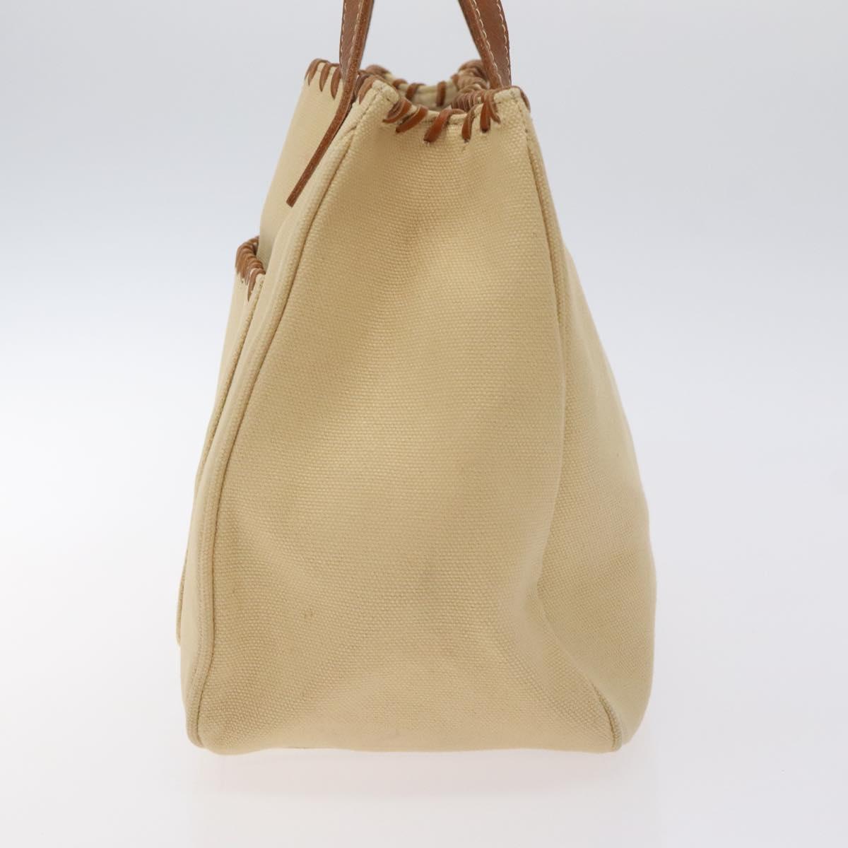 BURBERRY Blue Label Tote Bag Canvas Beige Silver Auth bs27139