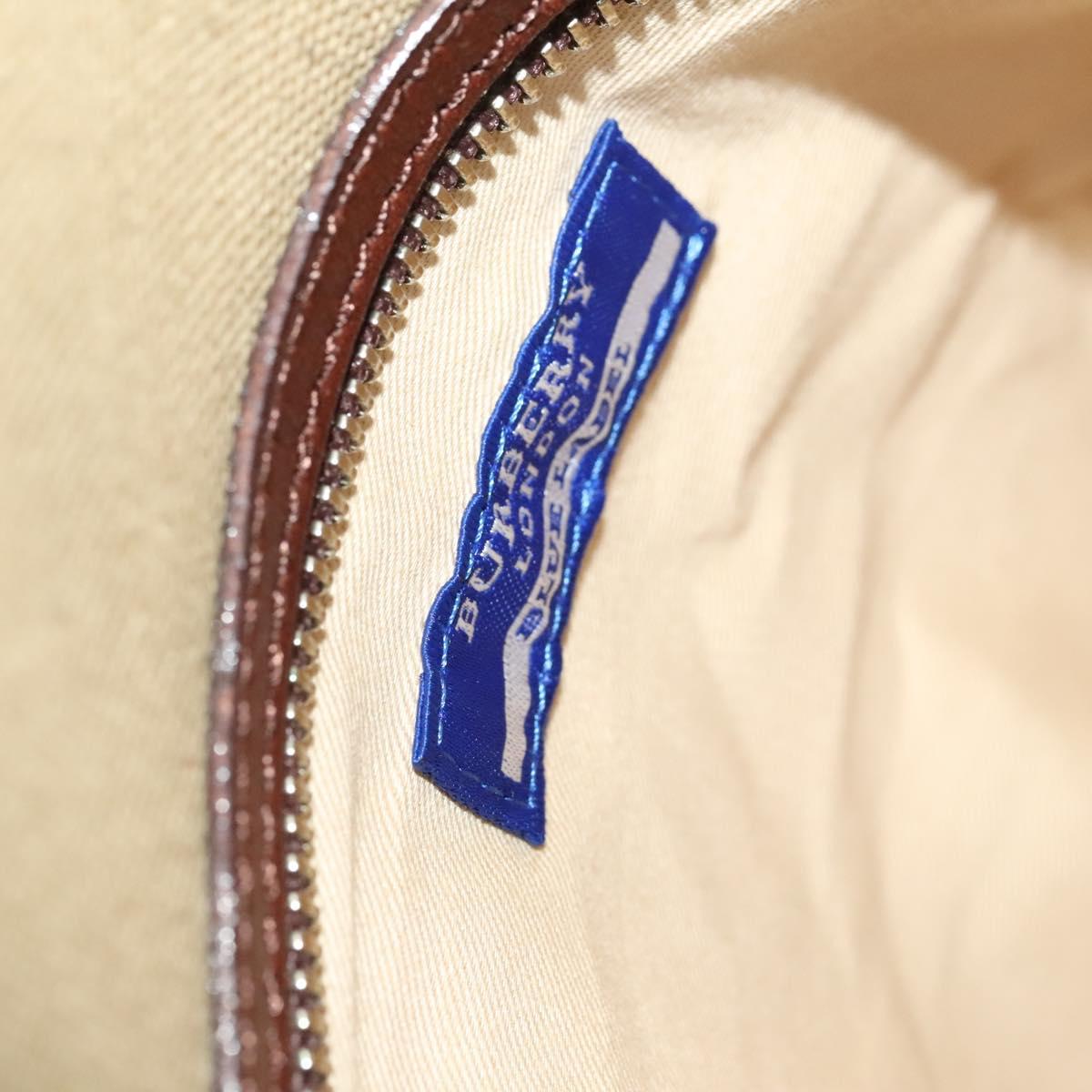 BURBERRY Blue Label Tote Bag Canvas Beige Silver Auth bs27140