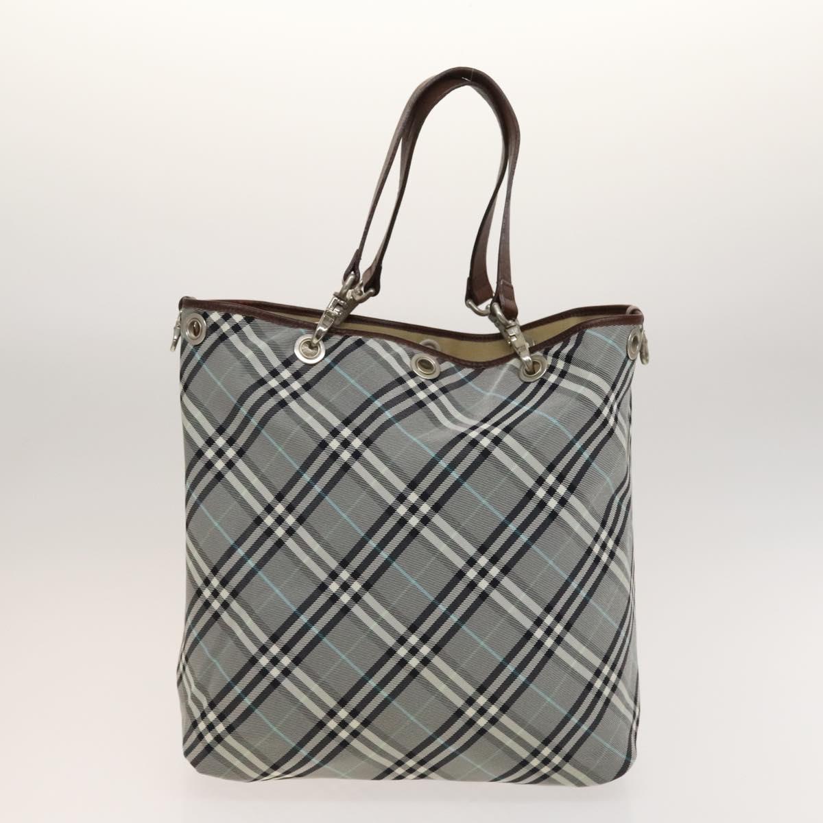 BURBERRY Blue Label Tote Bag Canvas Beige Silver Auth bs27140