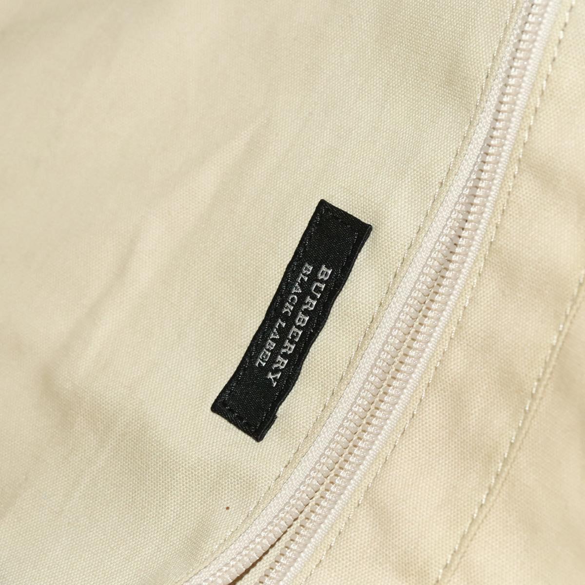 BURBERRY Black Label Shoulder Bag Canvas White Silver Auth bs27141