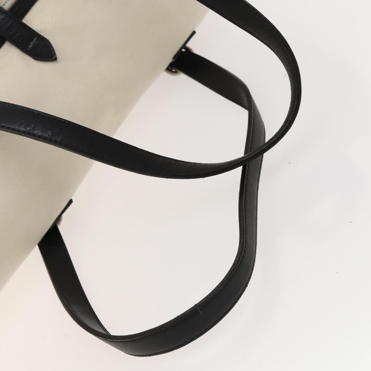 BURBERRY Black Label Shoulder Bag Canvas White Silver Auth bs27141